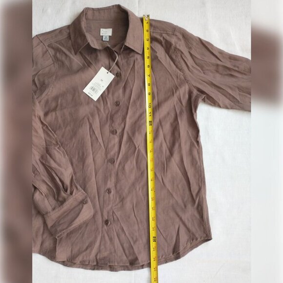 NWT A New Day tan button-down shirt. Size XS - Picture 4 of 9